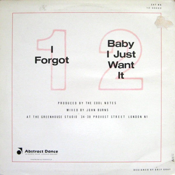 The Cool Notes : I Forgot (12", Single)