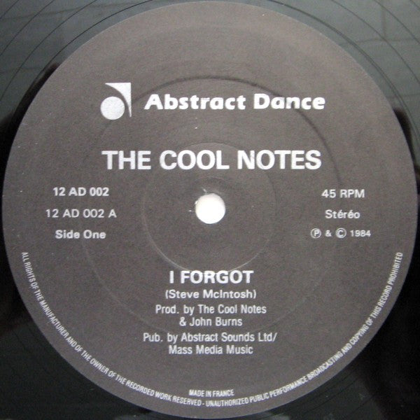 The Cool Notes : I Forgot (12", Single)