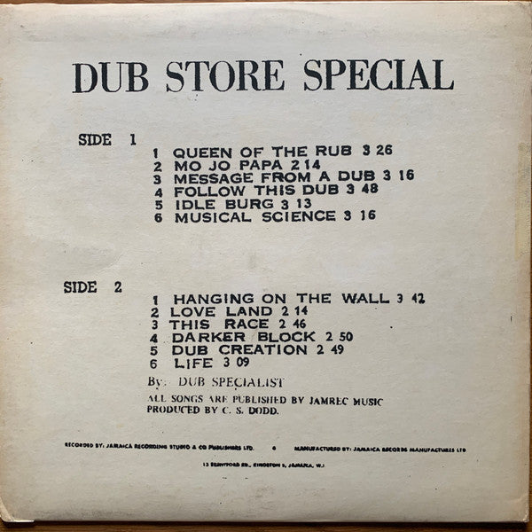 Dub Specialist : Dub Store Special (LP, Album, RE, Ros)