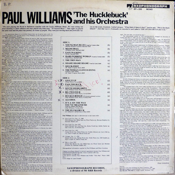 Paul Williams And His Orchestra* Featuring  Noble Watts : The Hucklebuck (LP, Comp, Mono)