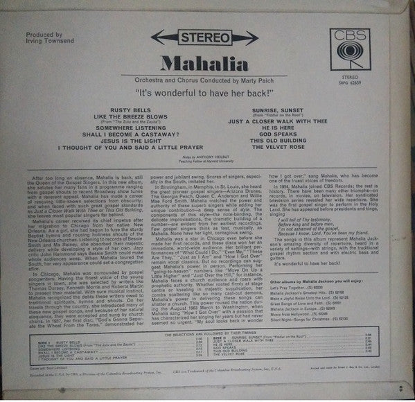 Mahalia Jackson : Mahalia Sings (LP)