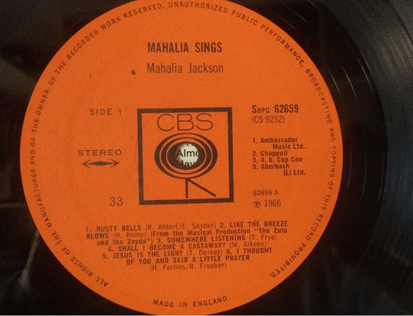 Mahalia Jackson : Mahalia Sings (LP)