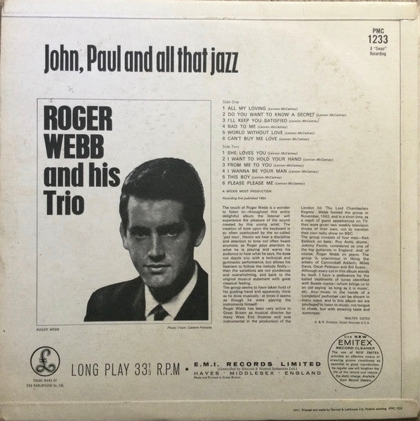 Roger Webb Trio : John, Paul And All That Jazz (LP, Album, Mono)