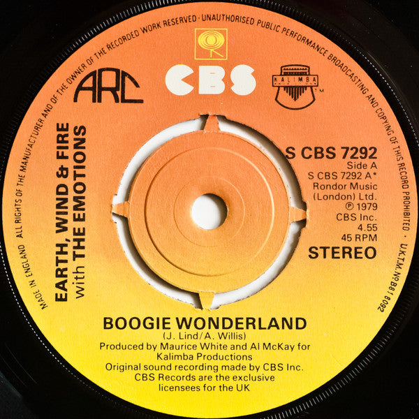 Earth, Wind & Fire With The Emotions : Boogie Wonderland (7", Single, Pus)