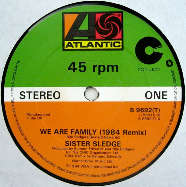 Sister Sledge : We Are Family (Long Version) (1984 Mix By Bernard Edwards) (12")