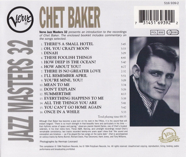 Chet Baker : Verve Jazz Masters 32 (CD, Comp)