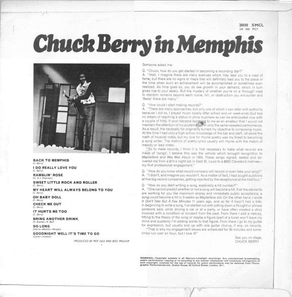 Chuck Berry : Chuck Berry In Memphis (LP, Album)