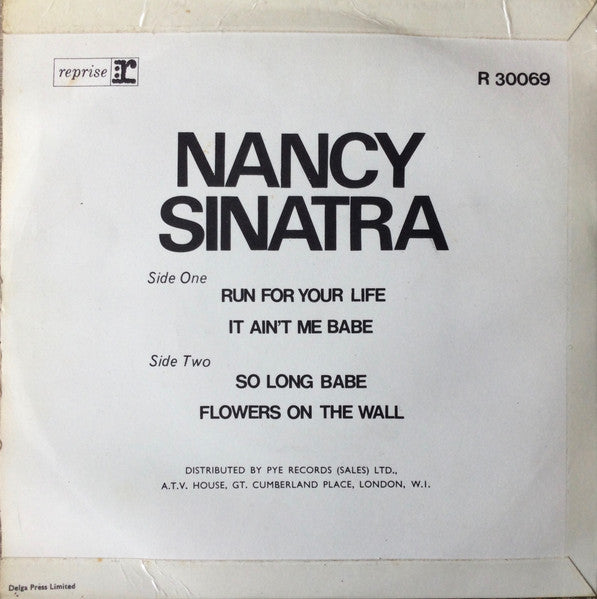 Nancy Sinatra : Run For Your Life (7", EP)