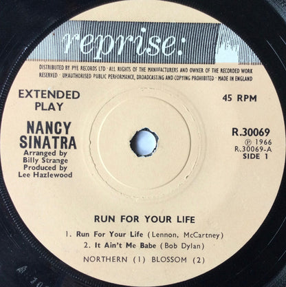 Nancy Sinatra : Run For Your Life (7", EP)