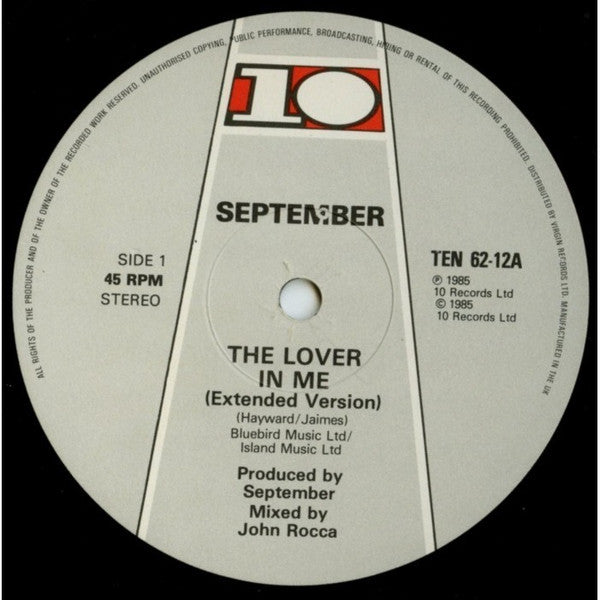 September (2) : The Lover In Me (Extended Version) (12")