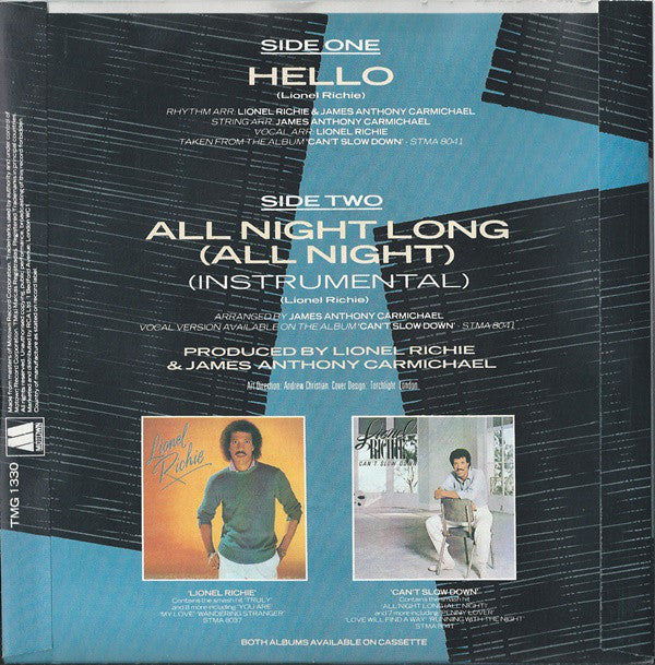 Lionel Richie : Hello (7", Single, Sol)