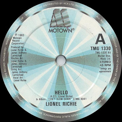 Lionel Richie : Hello (7", Single, Sol)