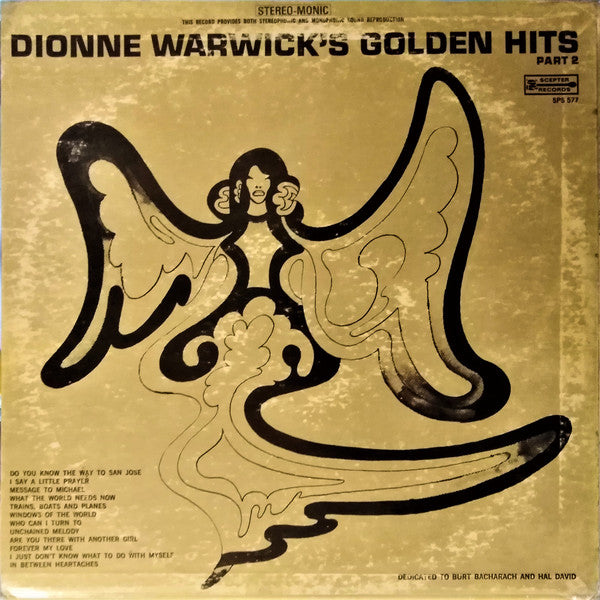 Dionne Warwick : Golden Hits Part 2 (LP, Comp, RE, RP)