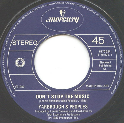 Yarbrough & Peoples : Don't Stop The Music (7", Single)