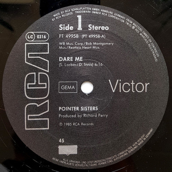 Pointer Sisters : Dare Me (12", Maxi)