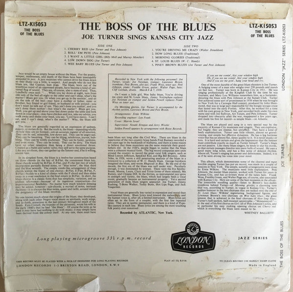 Big Joe Turner : The Boss Of The Blues Sings Kansas City Jazz (LP, Album, Mono)