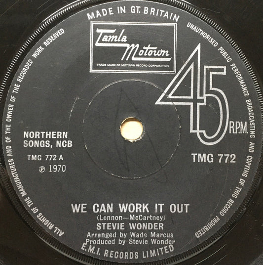 Stevie Wonder : We Can Work It Out (7", Single, Sol)