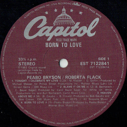 Peabo Bryson / Roberta Flack : Born To Love (LP, Album, Pur)