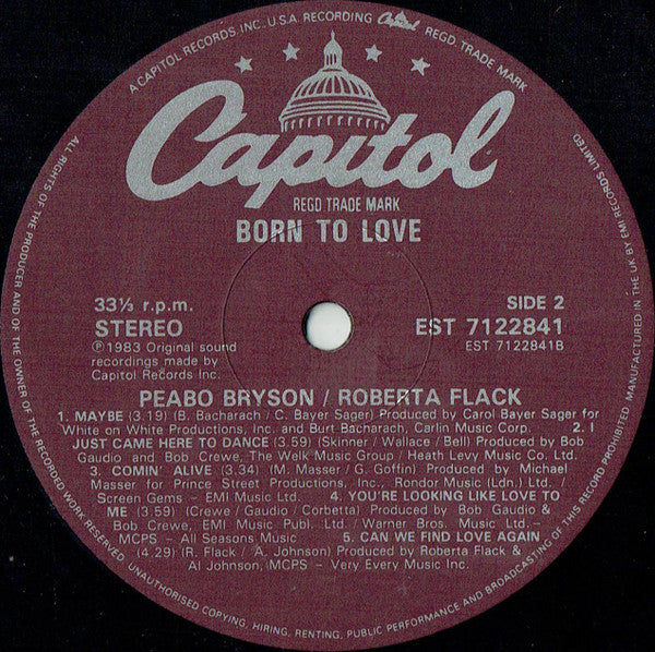 Peabo Bryson / Roberta Flack : Born To Love (LP, Album, Pur)