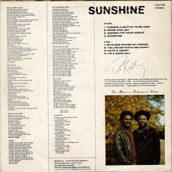 Pat Kelly : Sunshine (LP, Album, Red)