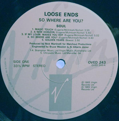 Loose Ends : So Where Are You? (LP, Album)