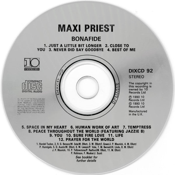 Maxi Priest : Bonafide (CD, Album)