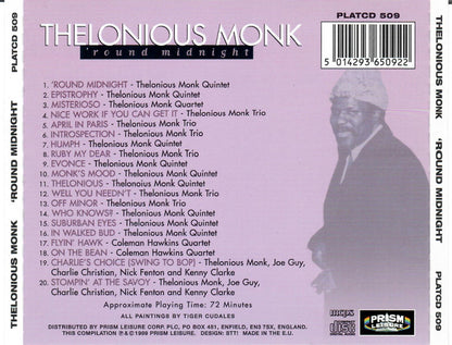 Thelonious Monk : 'Round Midnight (CD, Comp)