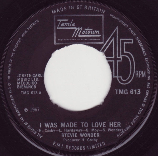 Stevie Wonder : I Was Made To Love Her (7", Single, Pus)