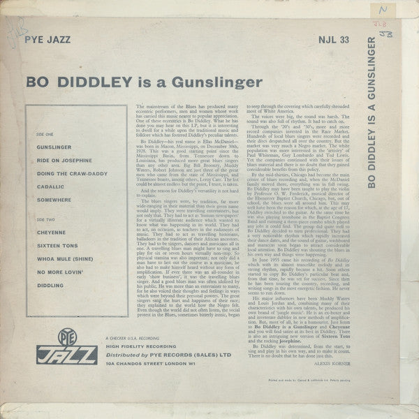 Bo Diddley : Bo Diddley Is A Gunslinger (LP, Album, Mono, RE)