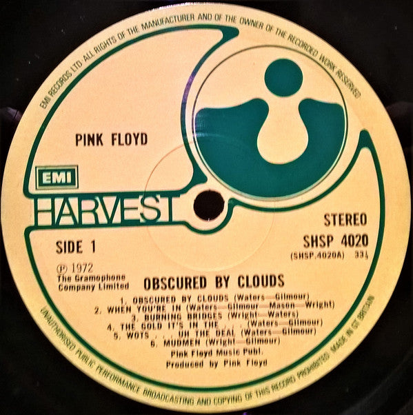 Pink Floyd : Obscured By Clouds (LP, Album, RP)