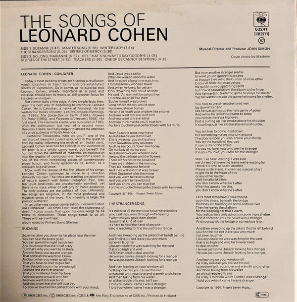 Leonard Cohen : Songs Of Leonard Cohen (LP, Album, RE)