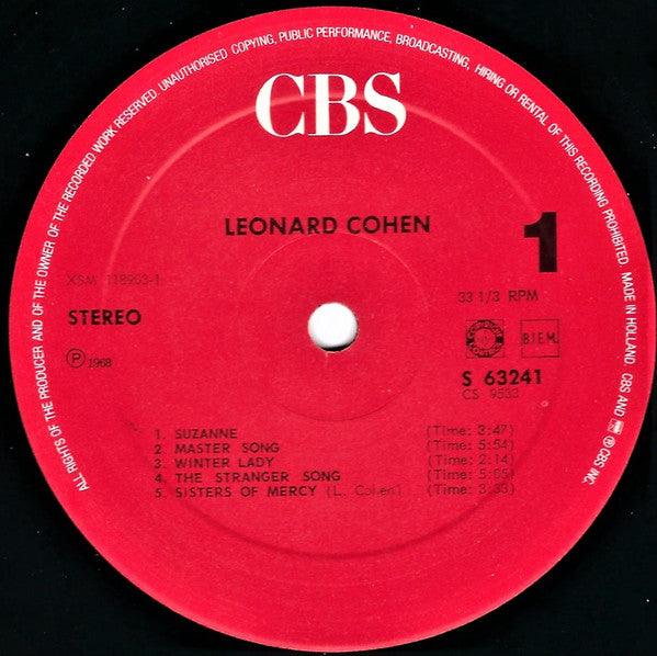 Leonard Cohen : Songs Of Leonard Cohen (LP, Album, RE)