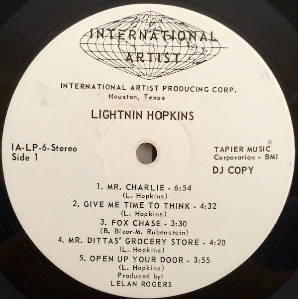 Lightnin' Hopkins : Free Form Patterns (LP, Album, Promo)