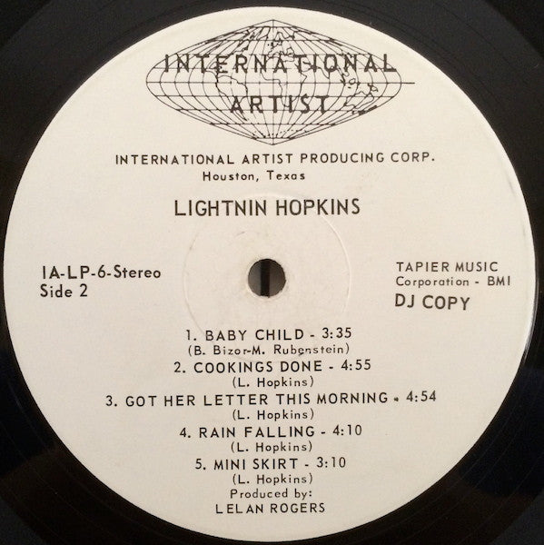 Lightnin' Hopkins : Free Form Patterns (LP, Album, Promo)