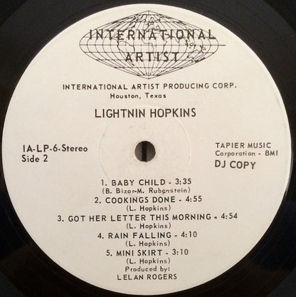 Lightnin' Hopkins : Free Form Patterns (LP, Album, Promo)