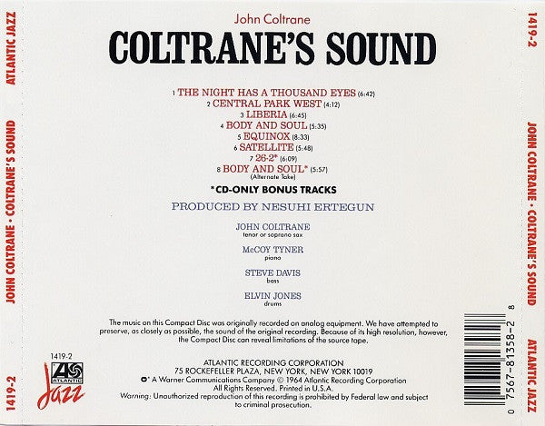 John Coltrane : Coltrane's Sound (CD, Album, RE, RP)