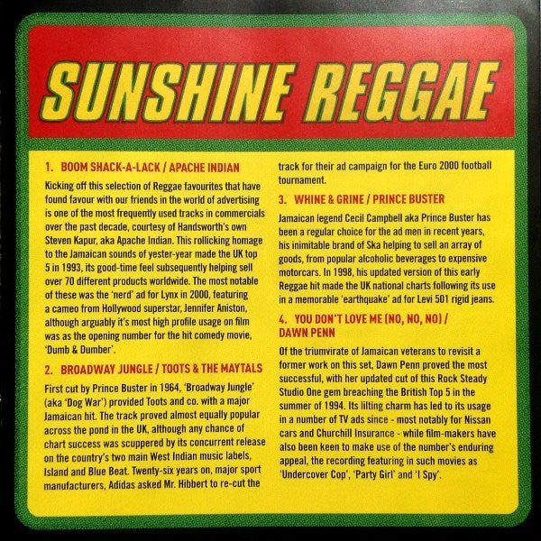 Various : Sunshine Reggae - 20 Feel Good Reggae Hits (CD, Album, Comp)