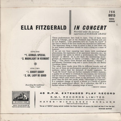 Ella Fitzgerald : In Concert (7", EP, Mono)