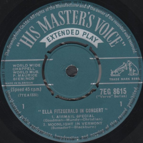 Ella Fitzgerald : In Concert (7", EP, Mono)