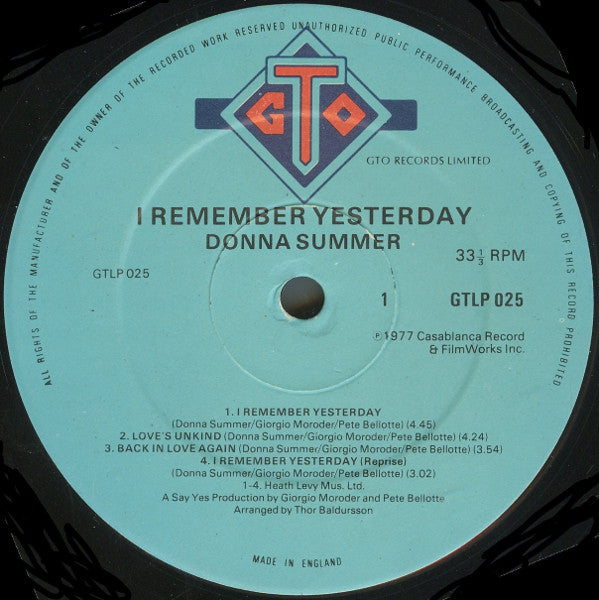 Donna Summer : I Remember Yesterday (LP, Album)