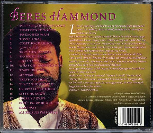 Beres Hammond : Jet Star Reggae Max (CD, Comp)