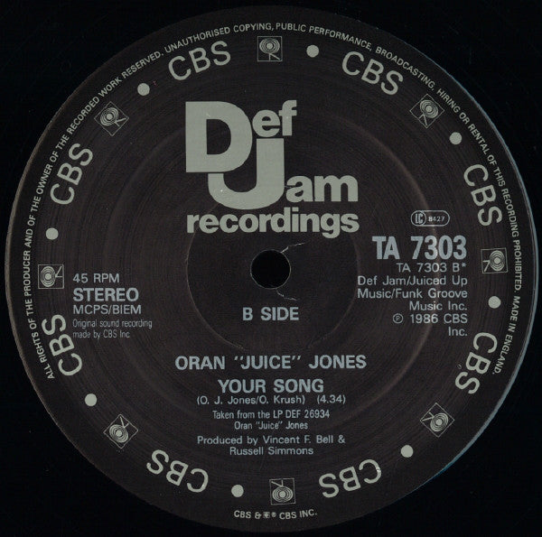 Oran 'Juice' Jones : The Rain (12", Single, Pic)