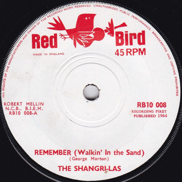 The Shangri-Las : Remember (Walkin' In The Sand) / It's Easier To Cry (7", Single, Sol)