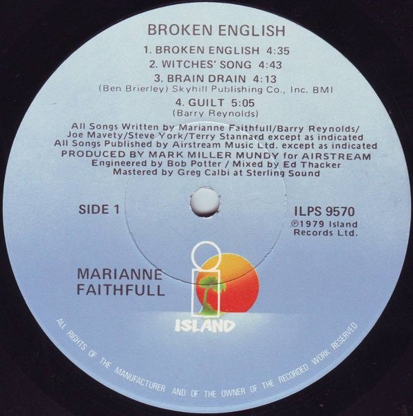 Marianne Faithfull : Broken English (LP, Album, Los)