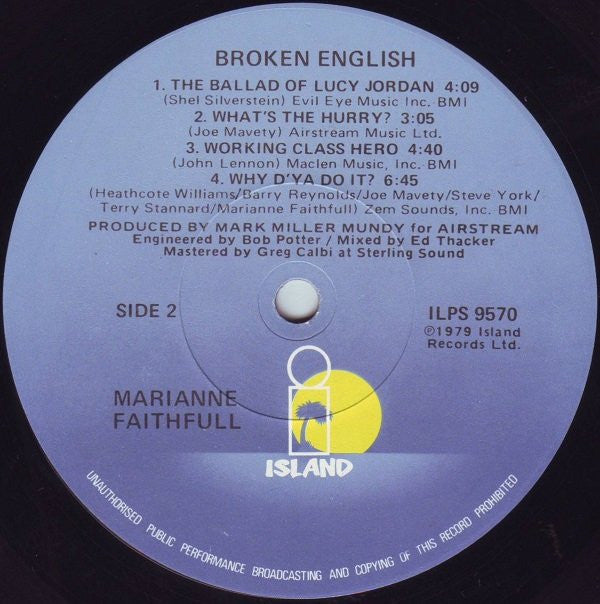 Marianne Faithfull : Broken English (LP, Album, Los)