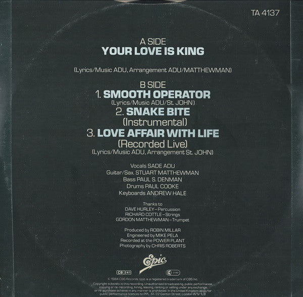 Sade : Your Love Is King (12", Single)