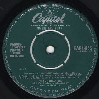 Frank Sinatra With Gordon Jenkins And His Orchestra : Where Are You? Part 1  (7", EP, 4-P)