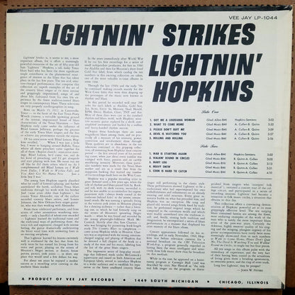 Lightnin' Hopkins : Lightnin' Strikes (LP, Album, Mono, RP, Mon)