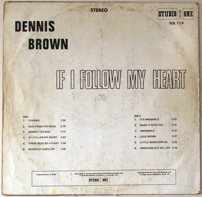 Dennis Brown : If I Follow My Heart (LP, Album, RE)