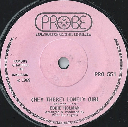 Eddie Holman : (Hey There) Lonely Girl (7", Single, RE, Sol)